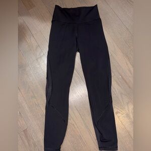 Lululemon Black Leggings with Mesh Detail Size 4